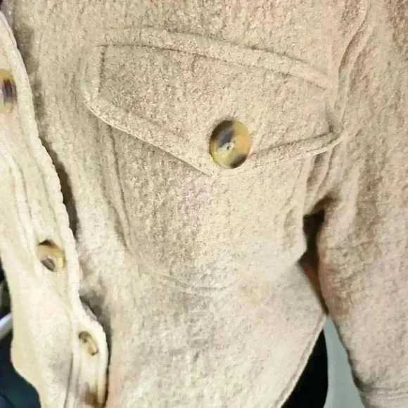 Levis Womens Cropped Wool Blend Shacket In Oat L - Picture 11 of 14